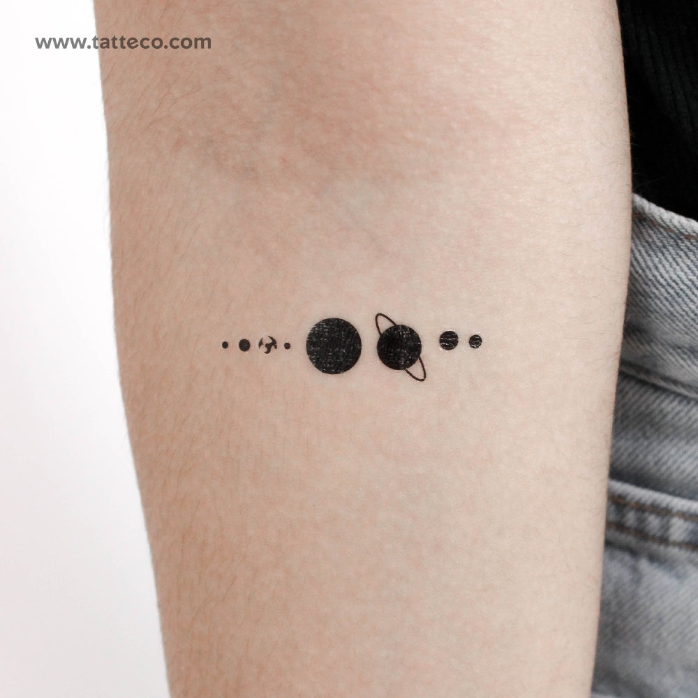 Minimalist Solar System Temporary Tattoo - Set of 3