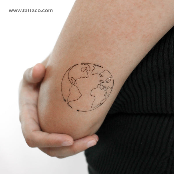 Single Line Earth Arrow Temporary Tattoo by Cagri Durmaz - Set of 3