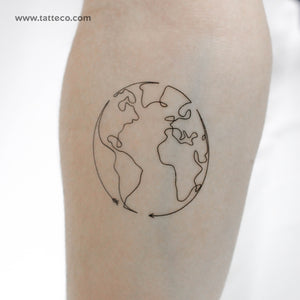 Single Line Earth Arrow Temporary Tattoo by Cagri Durmaz - Set of 3