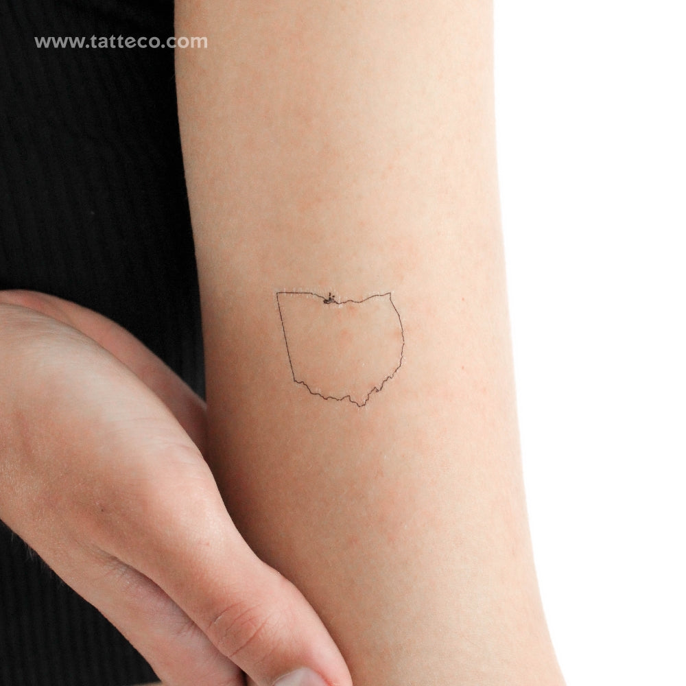 Ohio Map Outline Temporary Tattoo - Set of 3