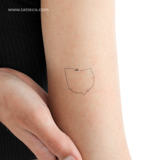 Ohio Map Outline Temporary Tattoo - Set of 3