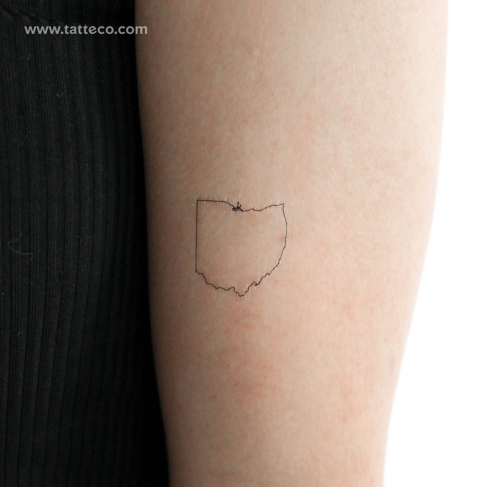 Ohio Map Outline Temporary Tattoo - Set of 3
