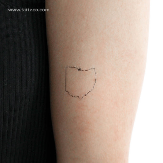 Ohio Map Outline Temporary Tattoo - Set of 3