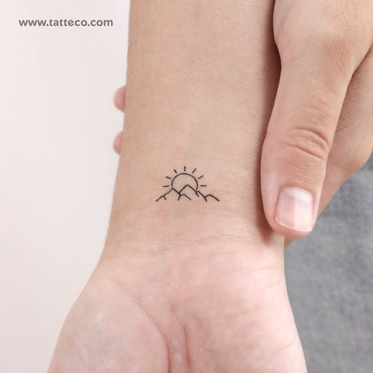Mountain Sunset Temporary Tattoo - Set of 3