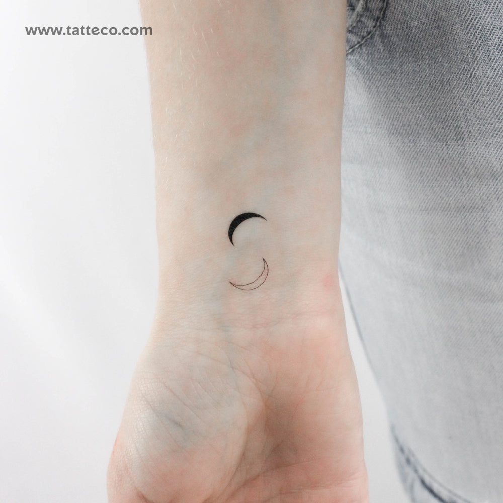 Small Moon Couple Temporary Tattoo - Set of 3
