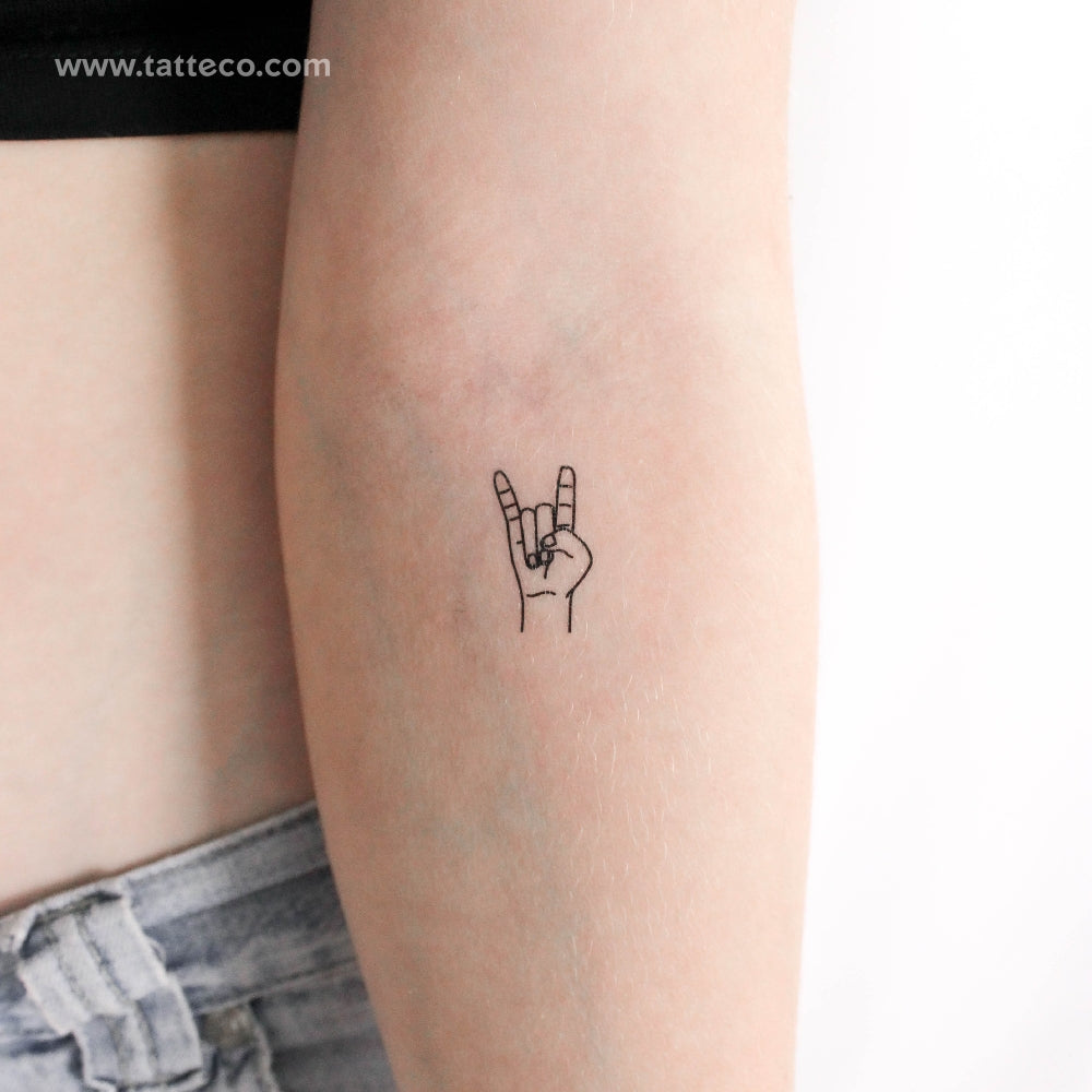 Rock Salute Temporary Tattoo - Set of 3