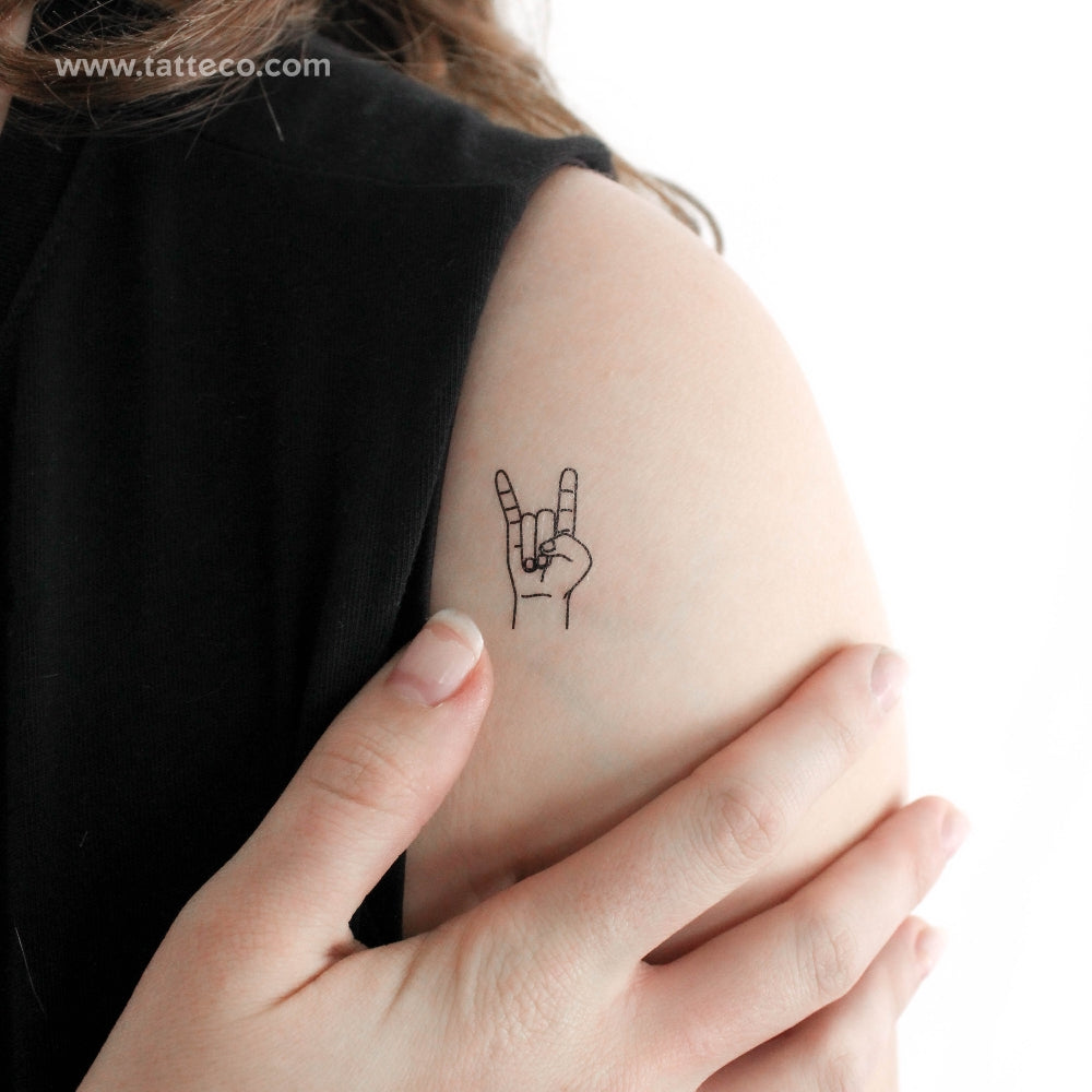 Rock Salute Temporary Tattoo - Set of 3