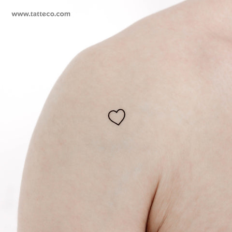Little Heart Outline Temporary Tattoo - Set of 3