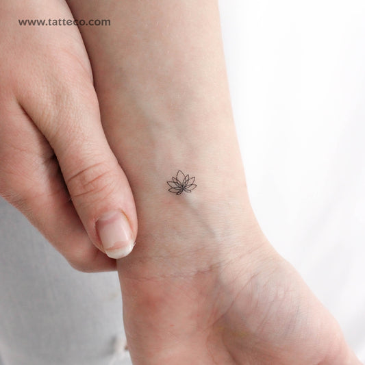 Tatuaje temporal minimalista de loto (juego de 3)