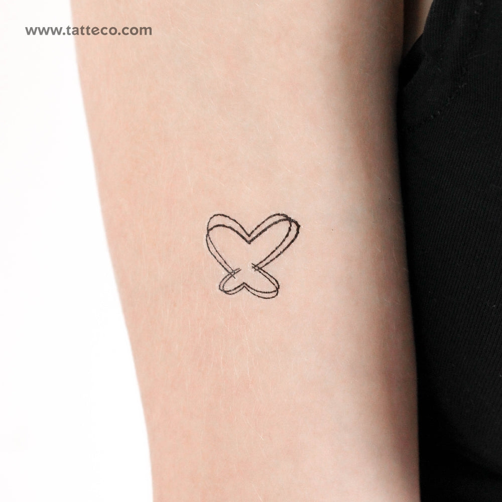 Double Heart Butterfly Temporary Tattoo - Set of 3