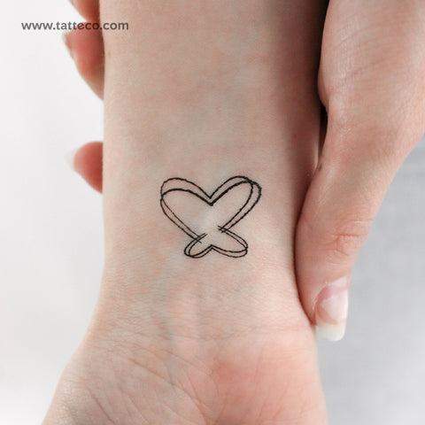 Double Heart Butterfly Temporary Tattoo - Set of 3