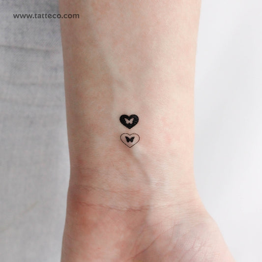 Tatuaje temporal de mariposa de amor - Juego de 3