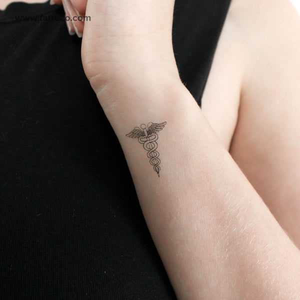Small Caduceus Temporary Tattoo - Set of 3