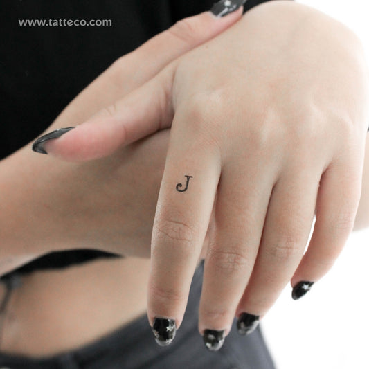 J Uppercase Typewriter Letter Temporary Tattoo - Set of 3