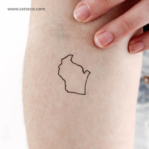 Wisconsin Map Outline Temporary Tattoo - Set of 3