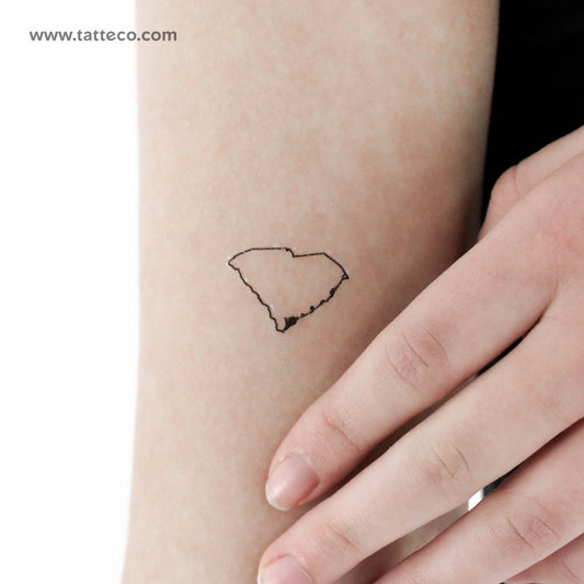Tatuaje temporal del contorno del mapa de Carolina del Sur (juego de 3)