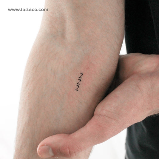 Small 222 Vertical Temporary Tattoo - Set of 3