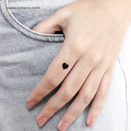 Tatuaje temporal de corazón negro pequeño - Juego de 3