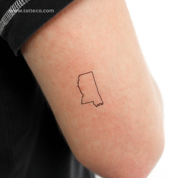 Mississippi Map Outline Temporary Tattoo - Set of 3