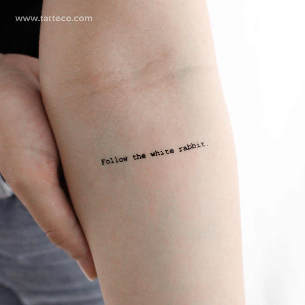 Sigue al Conejo Blanco. Tatuaje temporal - Set de 3