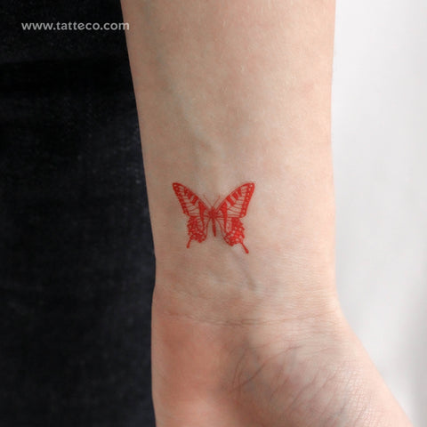 Red Butterfly Temporary Tattoo - Set of 3