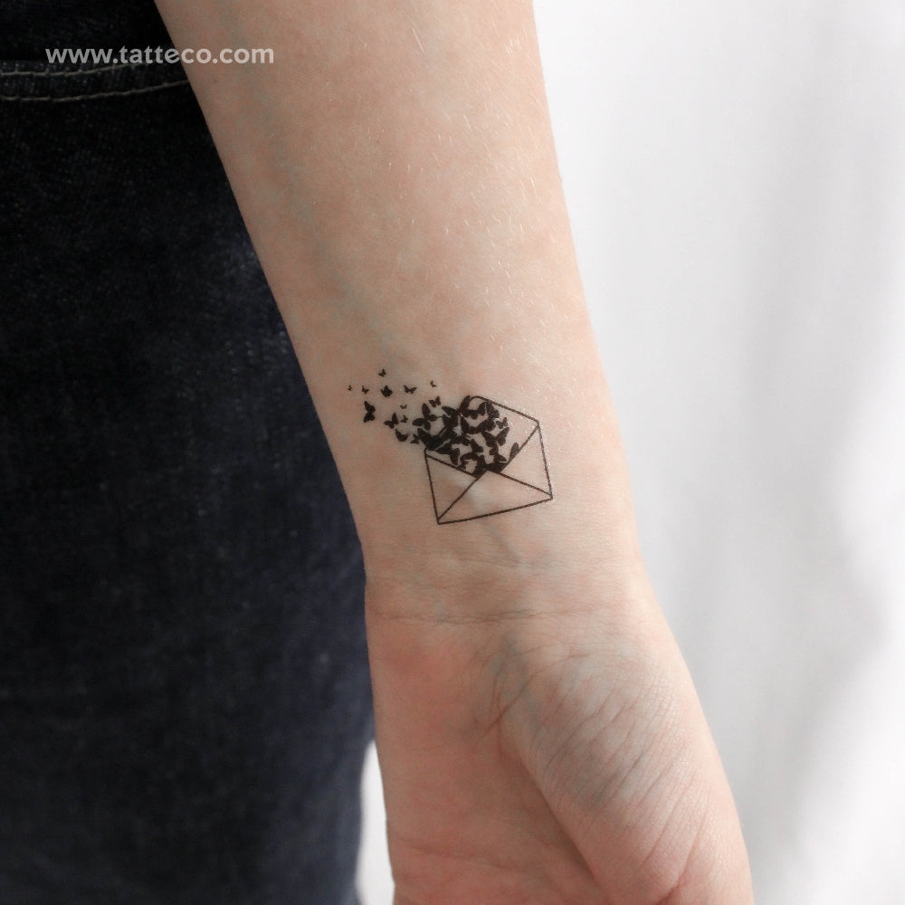 Tatuaje temporal de letra de mariposa - Juego de 3