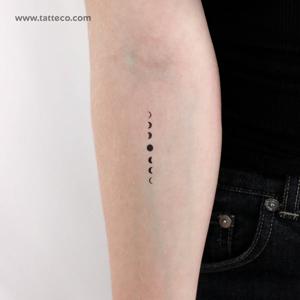 Vertical Moon Phases Temporary Tattoo - Set of 3