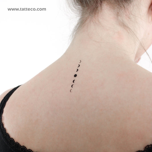 Tatuaje temporal de fases lunares verticales (juego de 3)