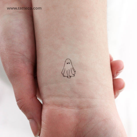 Small Fine Line Ghost Temporary Tattoo - Set of 3