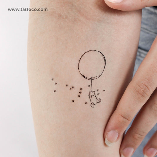 Classic Winnie-the-Pooh With Balloon And Bees Temporary Tattoo - Set of 3