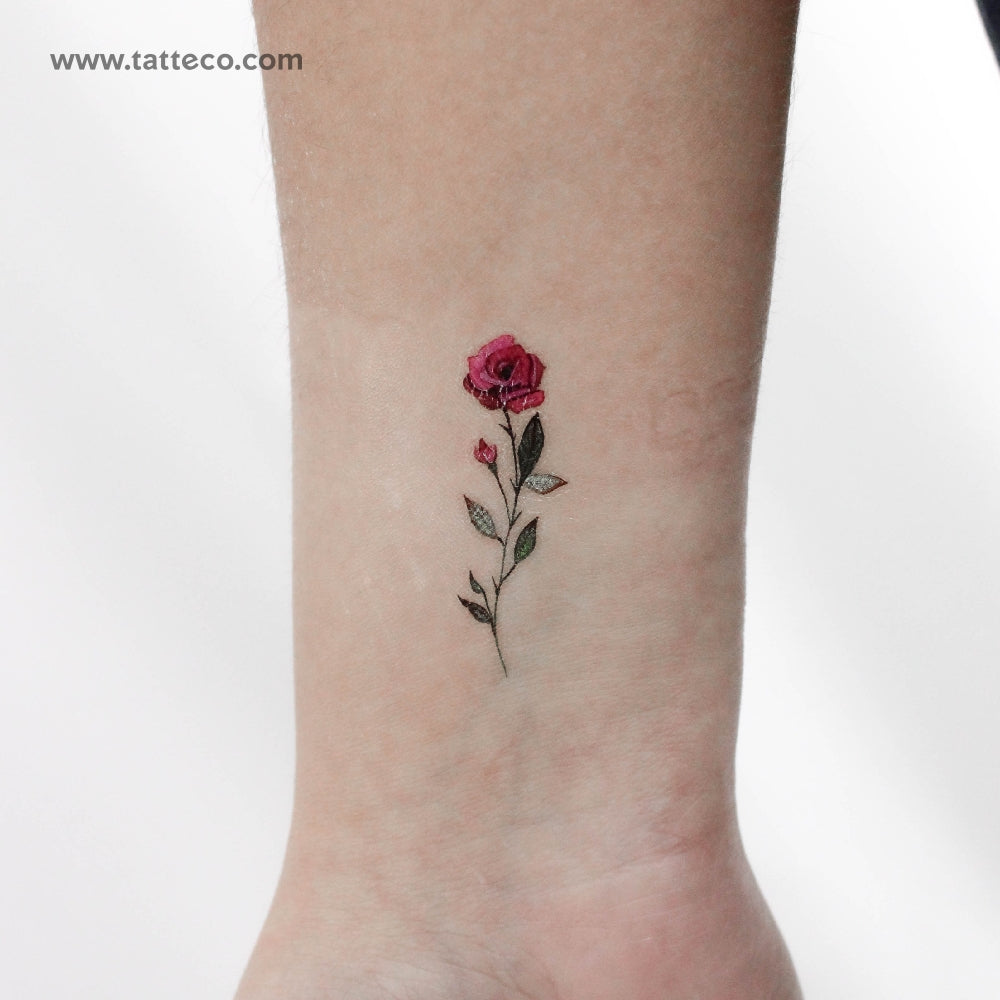 Pink Rose By Lena Fedchenko Temporary Tattoo - Set of 3 – Tatteco