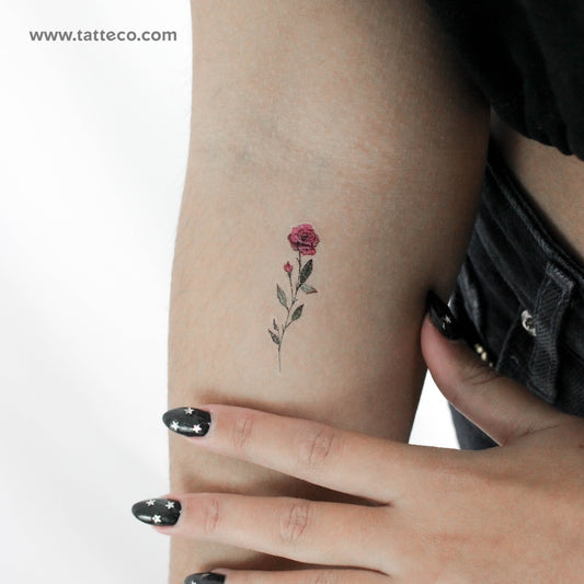 Pink Rose By Lena Fedchenko Temporary Tattoo - Set of 3