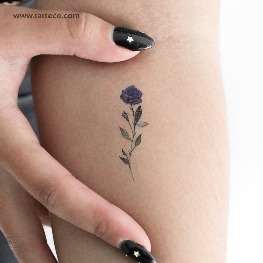 Tatuaje temporal "Rosa Azul" de Lena Fedchenko - Juego de 3