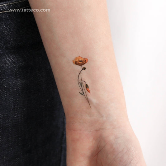 California Poppy By Lena Fedchenko Temporary Tattoo - Set of 3