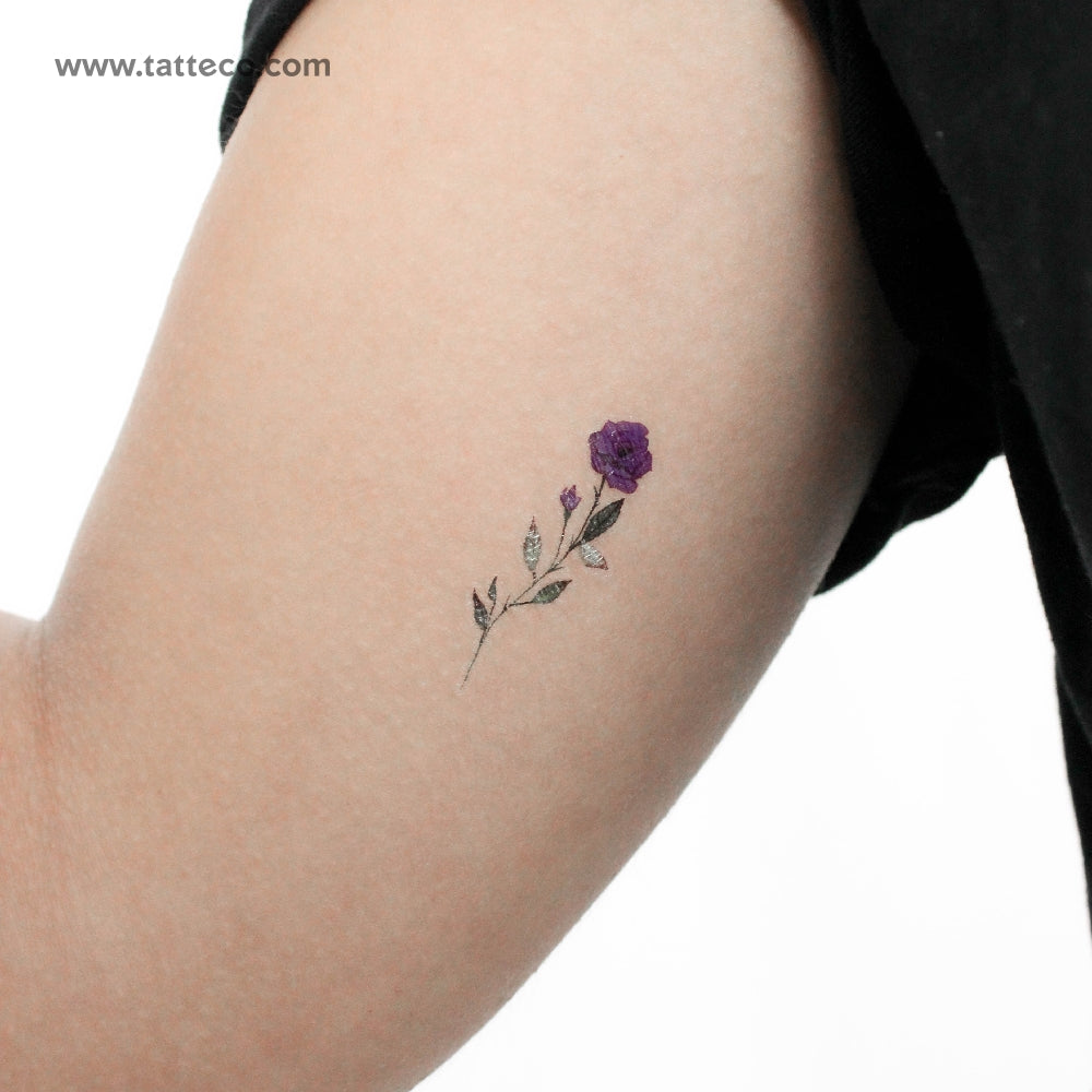 Purple Rose By Lena Fedchenko Temporary Tattoo - Set of 3