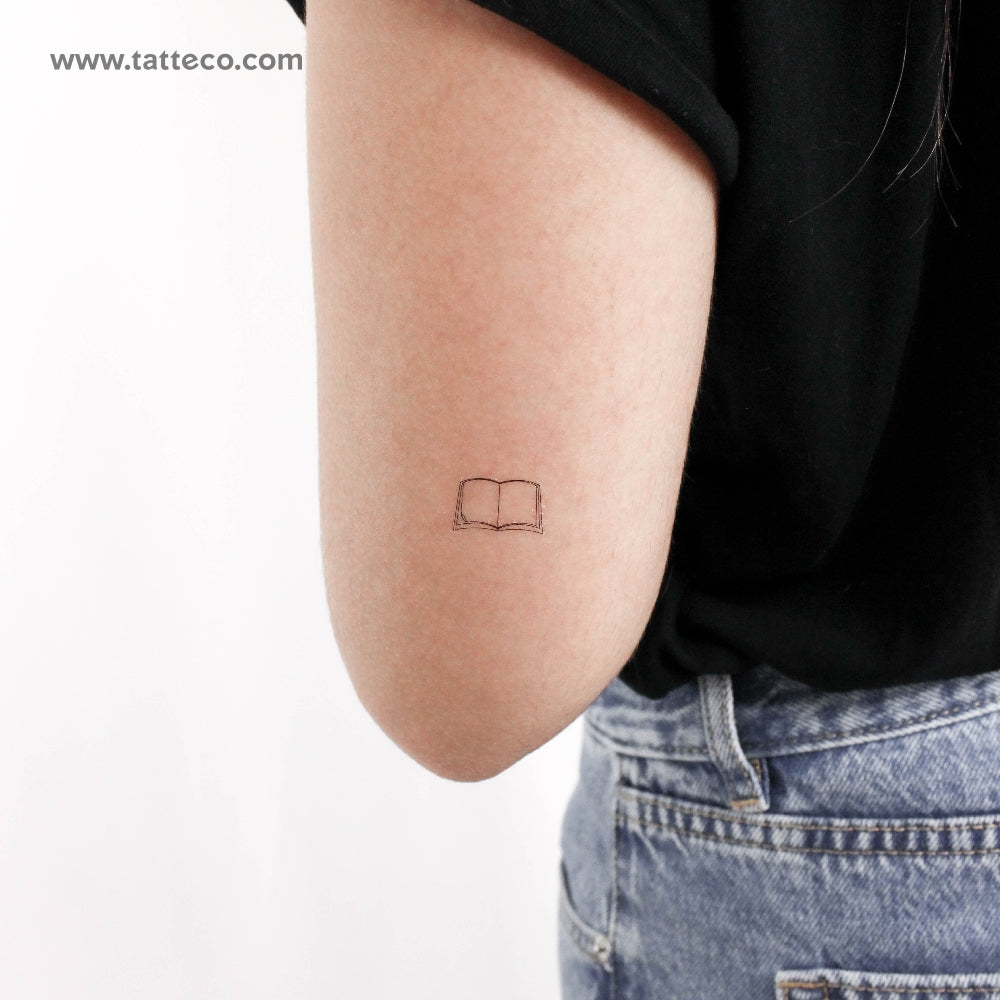 Minimalist Book Temporary Tattoo - Set of 3, image size:1000x1000