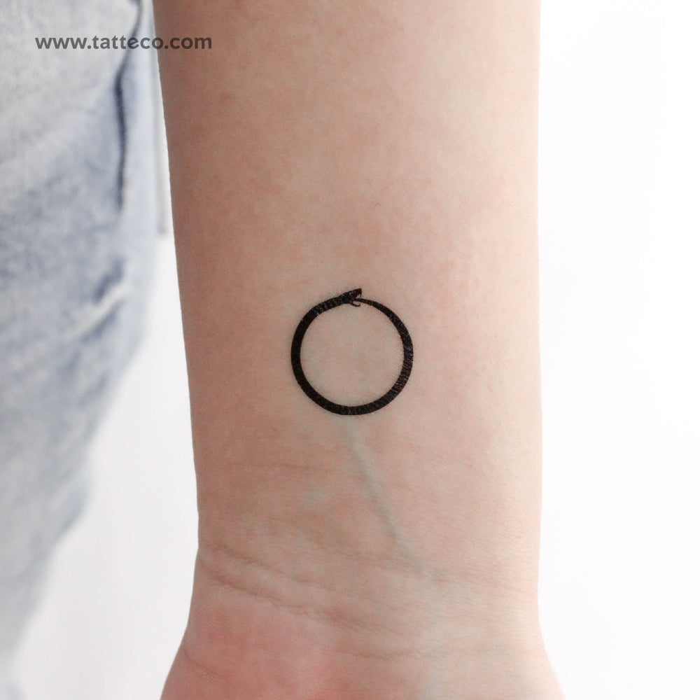 Minimalist Ouroboros Temporary Tattoo - Set of 3
