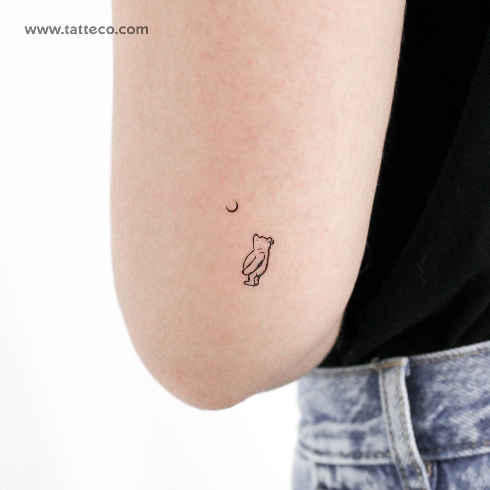 Tatuaje temporal de Winnie the Pooh y la luna (juego de 3)