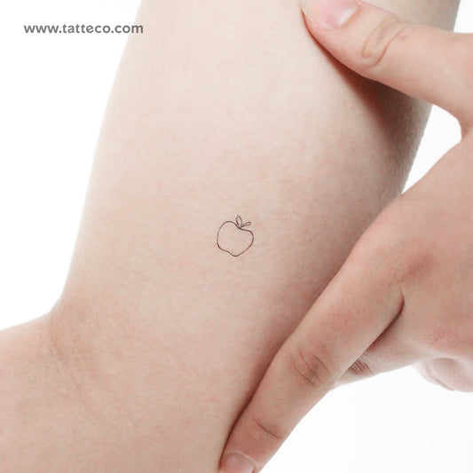 Tatuaje temporal minimalista de manzana (juego de 3)