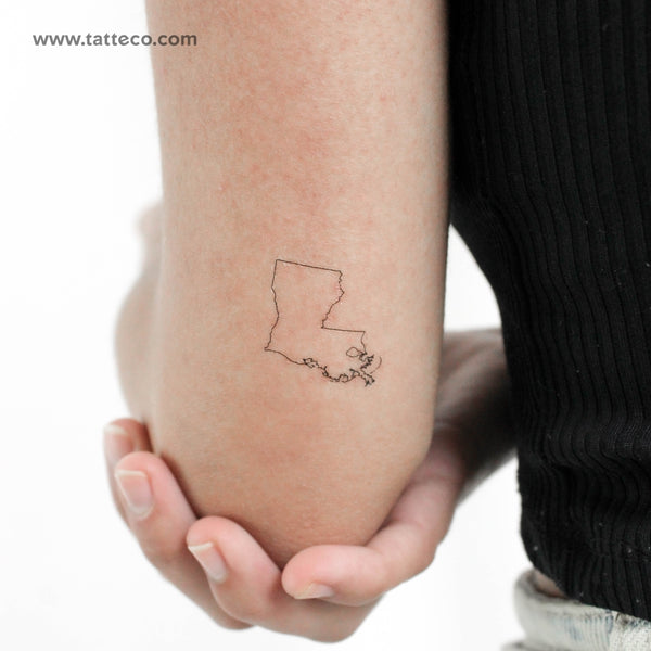 Louisiana Map Outline Temporary Tattoo - Set of 3