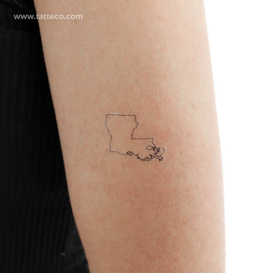 Louisiana Map Outline Temporary Tattoo - Set of 3