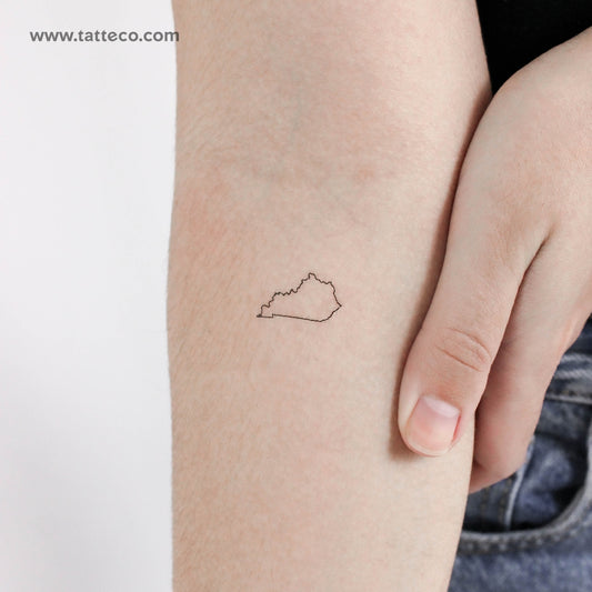 Kentucky Map Outline Temporary Tattoo - Set of 3