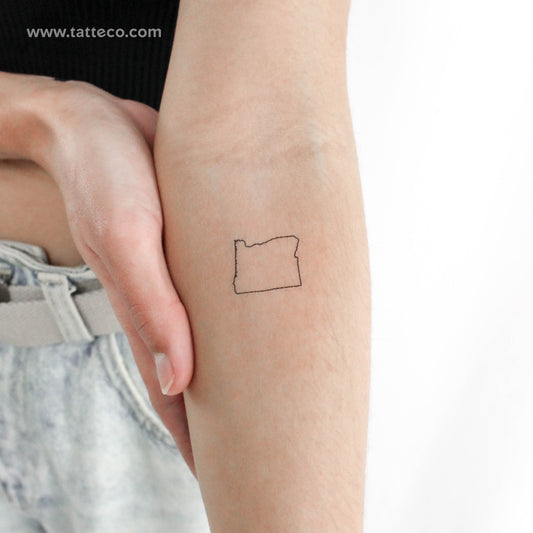 Oregon Map Outline Temporary Tattoo - Set of 3