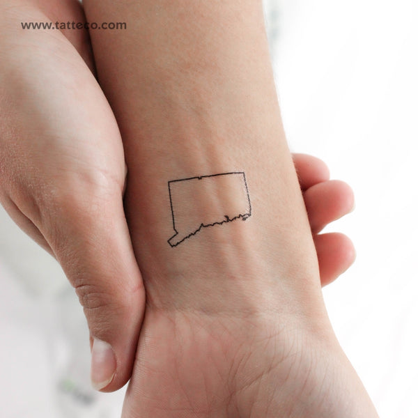 Connecticut Map Outline Temporary Tattoo - Set of 3