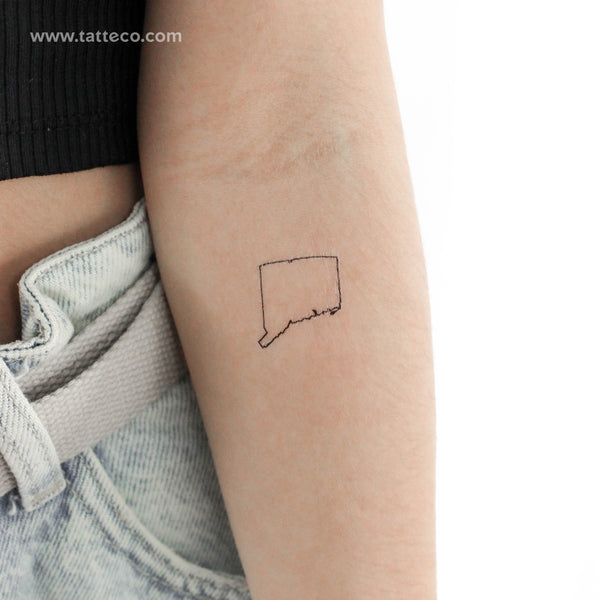 Connecticut Map Outline Temporary Tattoo - Set of 3