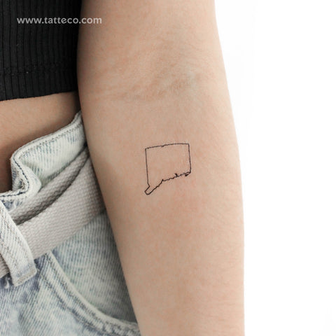 Connecticut Map Outline Temporary Tattoo - Set of 3