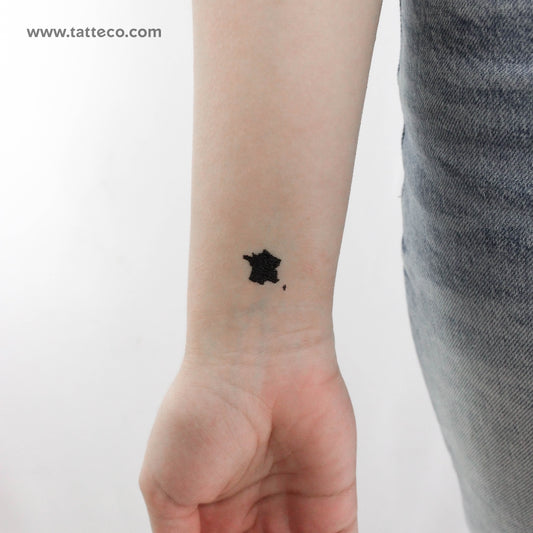 France Map Temporary Tattoo - Set of 3