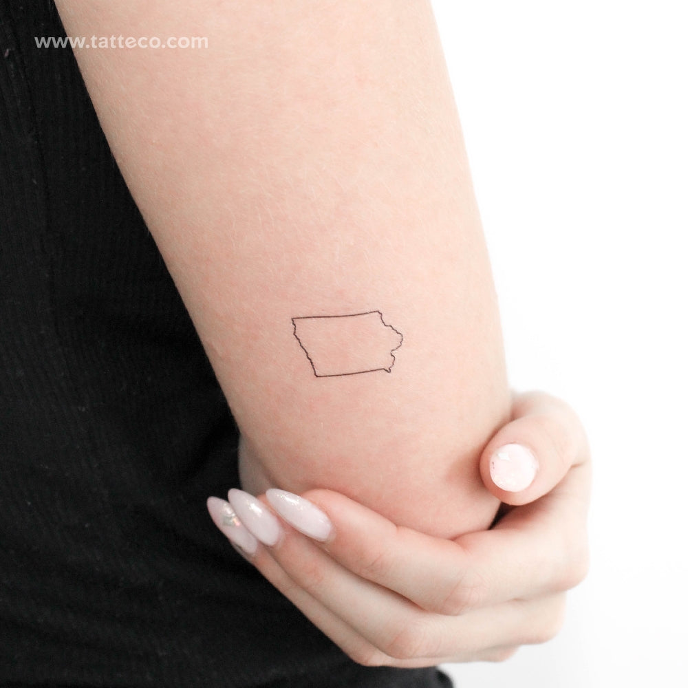 Iowa Map Outline Temporary Tattoo - Set of 3