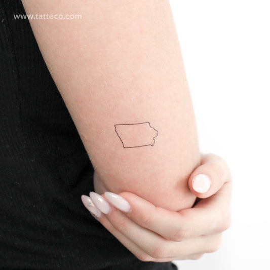 Iowa Map Outline Temporary Tattoo - Set of 3