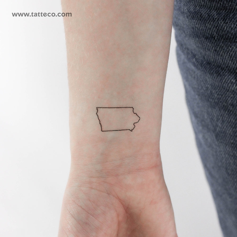 Iowa Map Outline Temporary Tattoo - Set of 3
